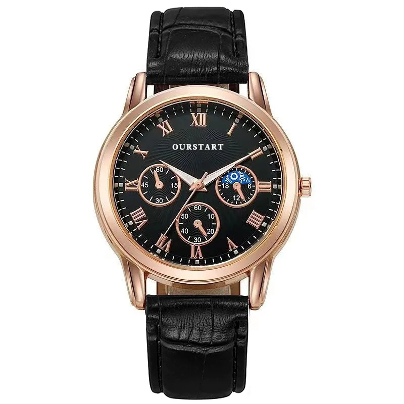 Hot selling men's watch, three eyed starry moon leisure quartz belt watch, men's watch