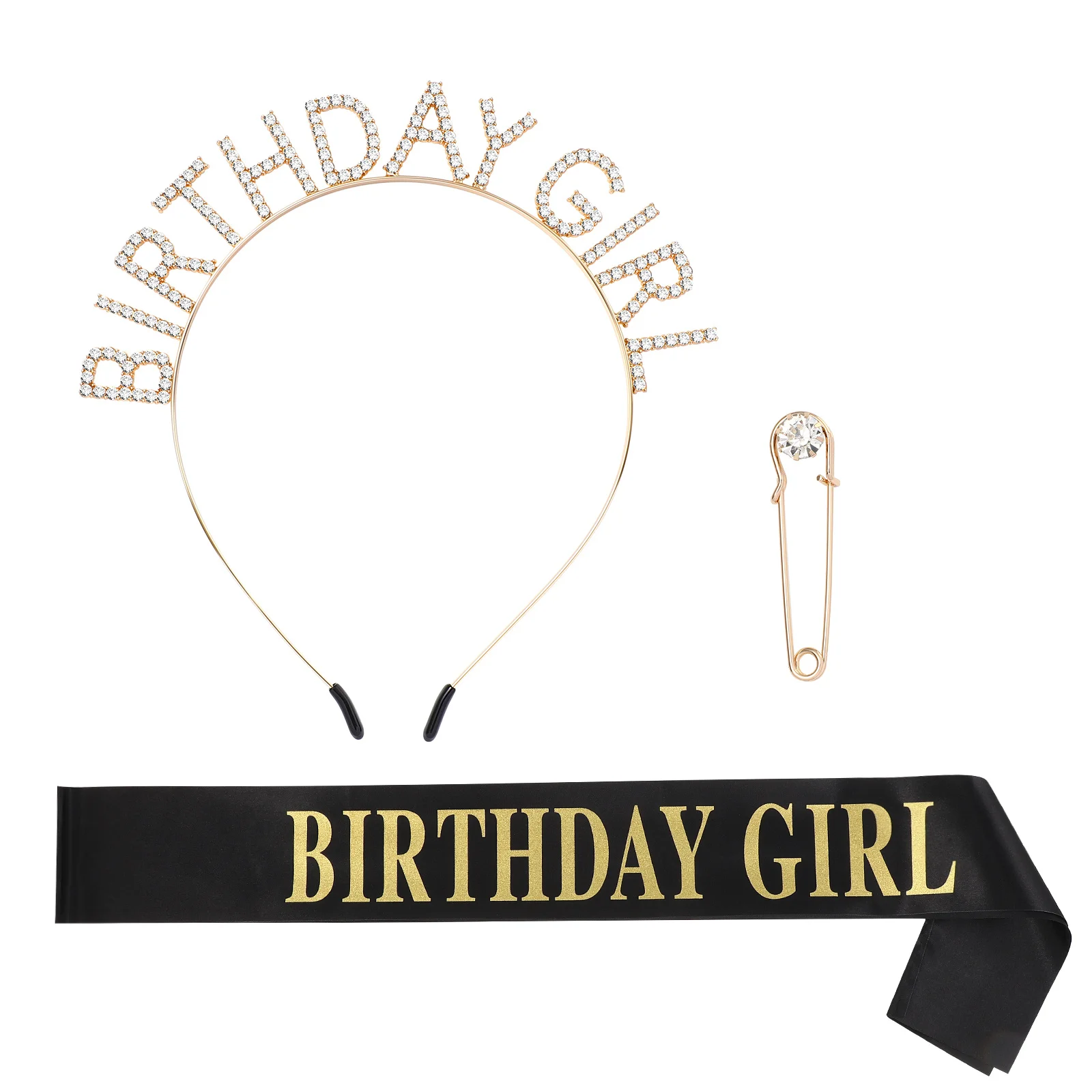 

1 комплект, повязка для волос на день рождения, повязка на голову из атласного сплава, плечевой ремень, булавка, прочный креативный пояс на день рождения