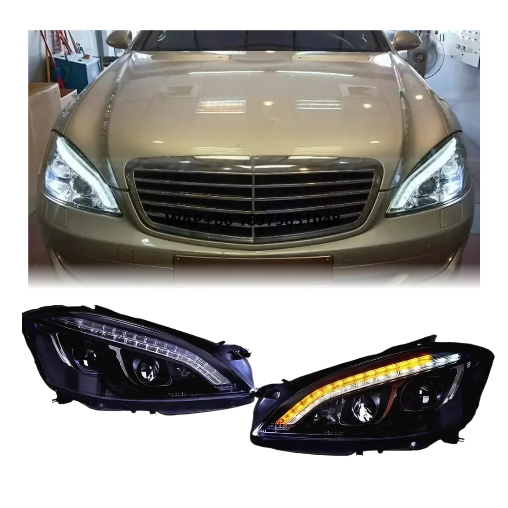 

W221 Headlights 2004-2009 S Class DRL LED Upgrade Turn Signal Head Lamp Modified Assembly Signal Auto Accessories for Benz