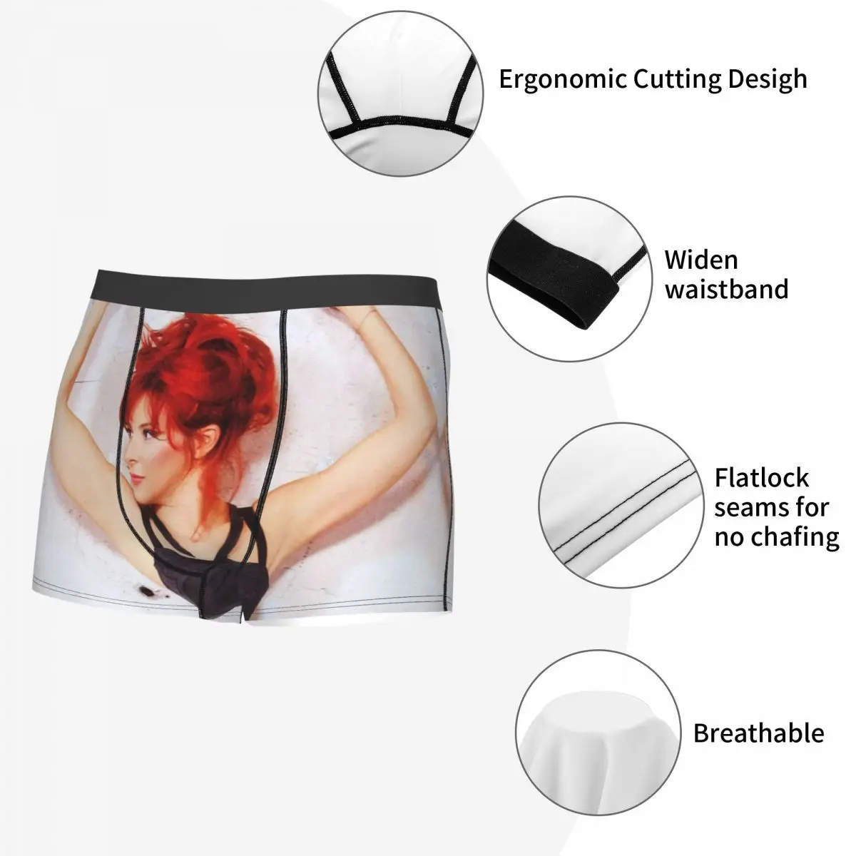 Fashion Mylene Farmer Elegant Boxers Shorts Panties Male Underpants Comfortable French Singer Briefs Underwear