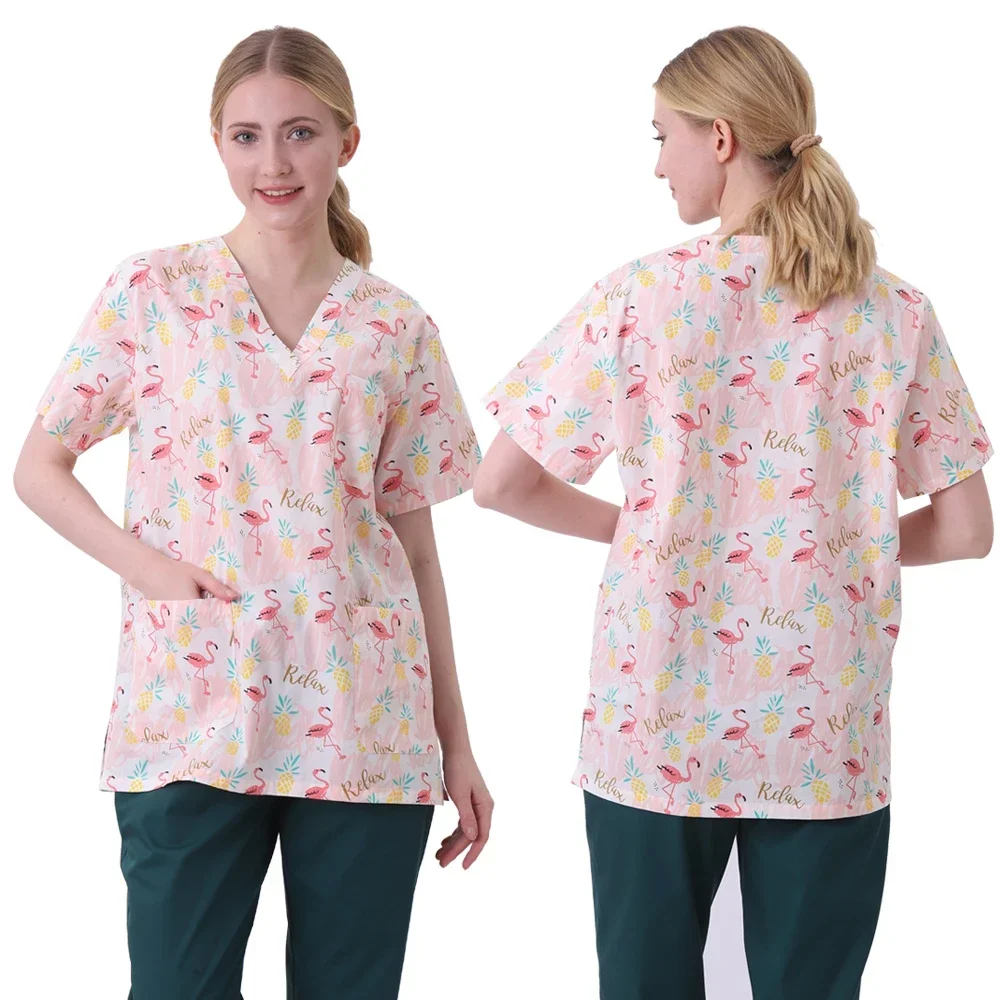 Tops quirúrgicos farmacia enfermería Scrub estampado médico clínica de mascotas mujeres hombres médicos dentista enfermera salón Top Accesorios ropa de trabajo