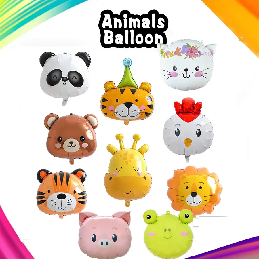 

Набор из 10 шаров из алюминиевой пленки с мультяшными животными джунглей (Тигр, Лев) для дня рождения, вечеринки, декора сцены, украшения для детского праздника