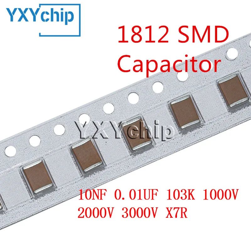 Condensador de cerámica multicapa, Chip X7R 1812 SMD, 10 piezas, 0,01, 10NF, 103 UF, 1000 K, 2000V, 3000V, 10%