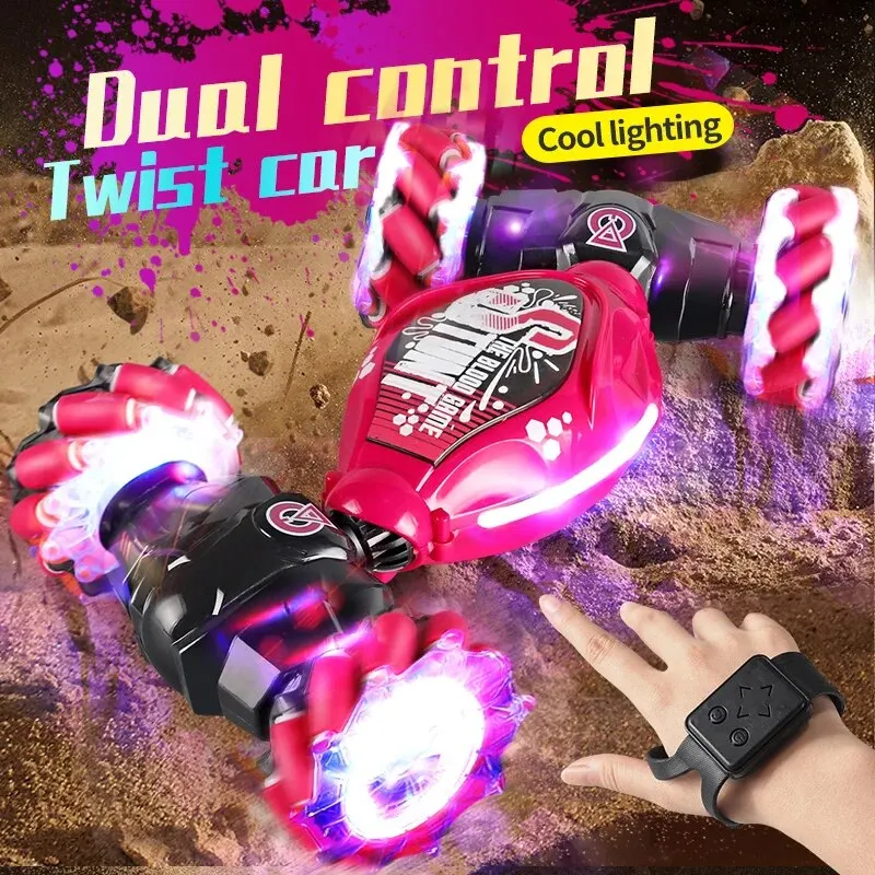 4WD 1:16 Stunt RC Car z oświetleniem LED Gest Indukcja Odkształcenia Twist Wspinaczka Samochód sterowany radiowo Zabawki elektroniczne dla dzieci