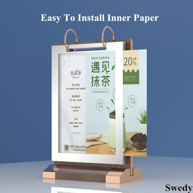 T-shape Restaurante Menu Paper Holder, T-shape Table Number Card, Acrílico Sign Holder, Display Stand, Foto Picture, Poster Frame, A6