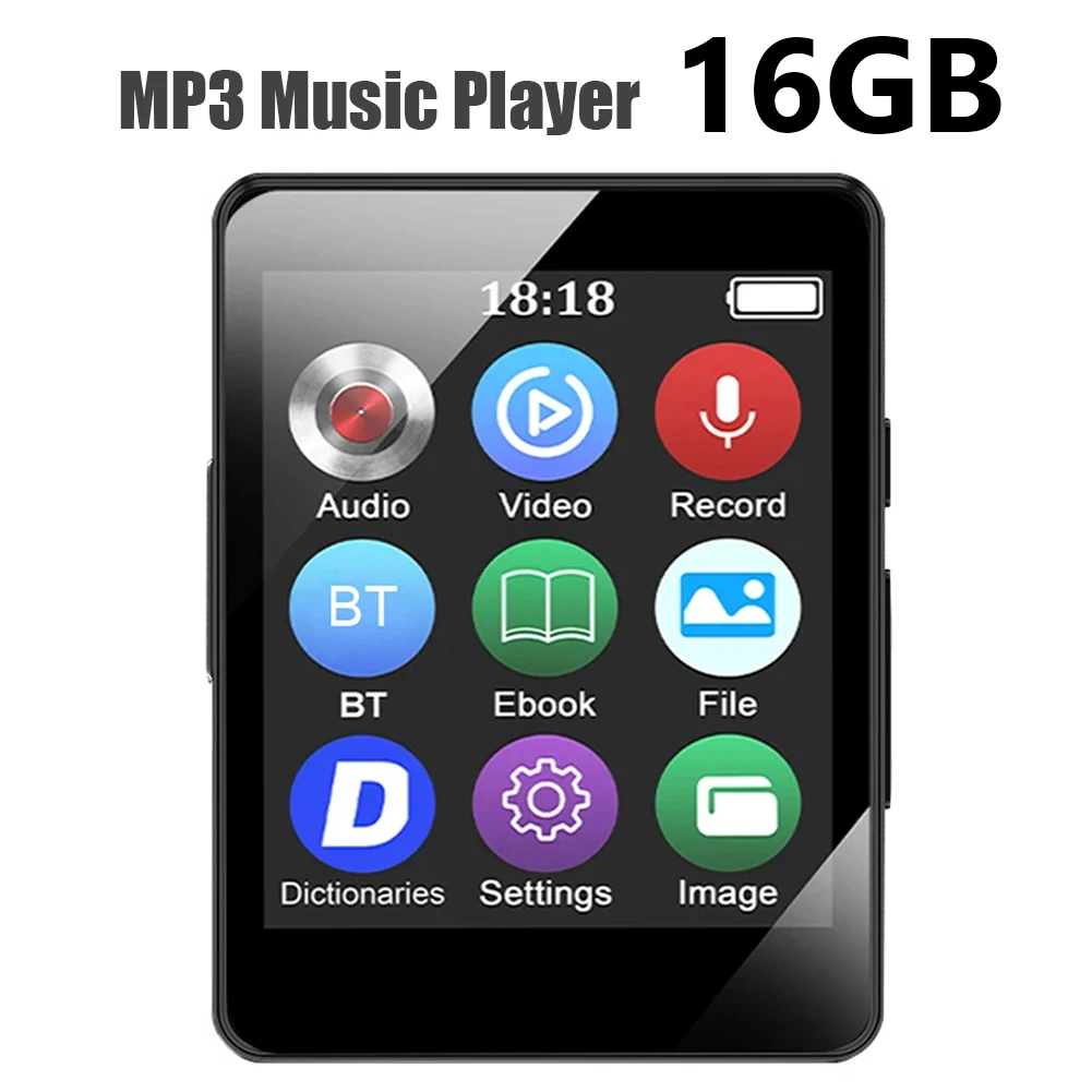 مشغل موسيقى MP3 8/16/32/64 جيجابايت HiFi متوافق مع بلوتوث 5.0 مشغل فيديو MP4 صغير مكبر صوت ستيريو مع تسجيل/كتاب إلكتروني