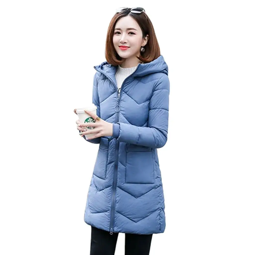 

New Products Slim Waist Slim Joker Temperament Long Cotton-Padded Women Hooded Warm Simple Casual Fashion Coat Female Tide.