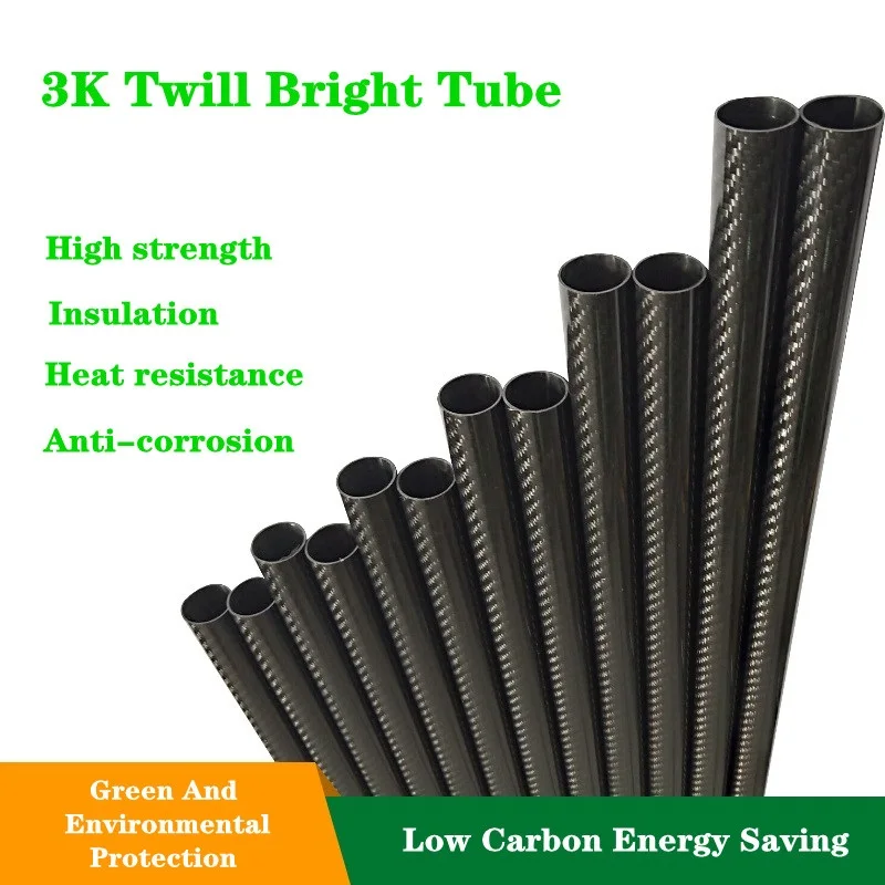 Imagem -02 - Tubo de Fibra de Carbono Leve da Sarja do Tubo 540 mm da Fibra do Carbono da Precisão 3k