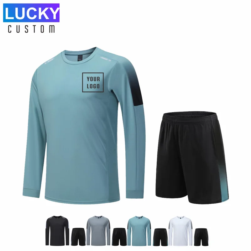 

Custom Logo Men's Round Neck Long Sleeves 2 Piece Outdoor Fitness Running Sets Sports Jogging Pants Workout Clothes Sportswear