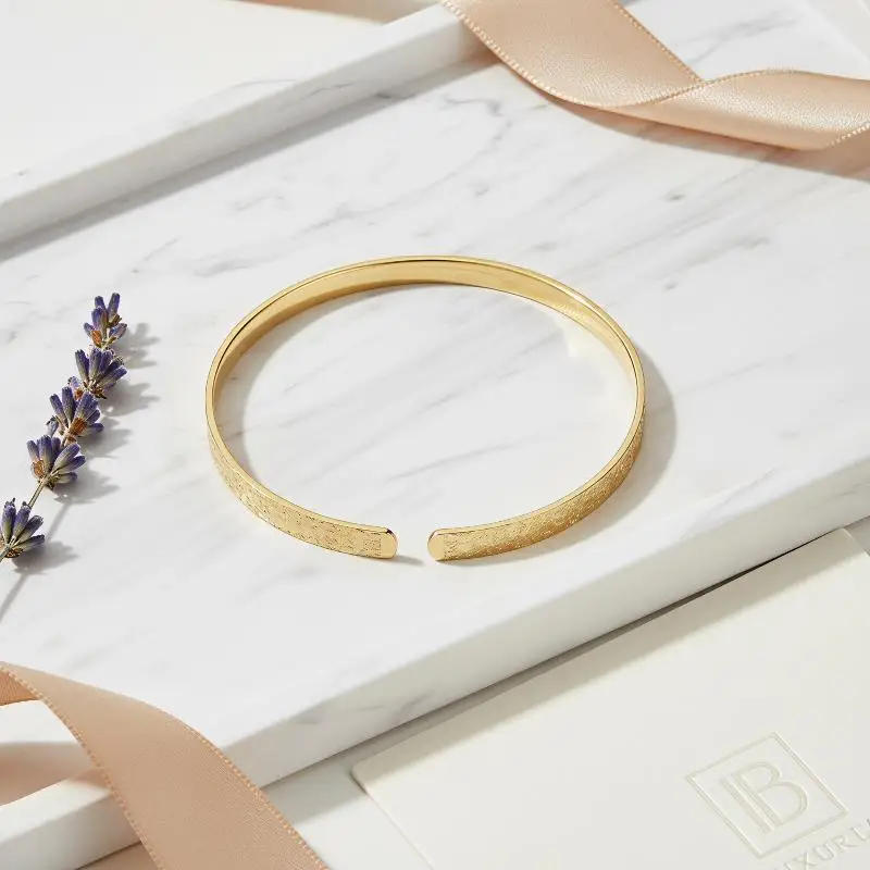 Gold Plated Bangle With Sparkling Crushed Ice Texture And Comfort Fit Design Perfect For Daily Wear Anniversary Party Gift