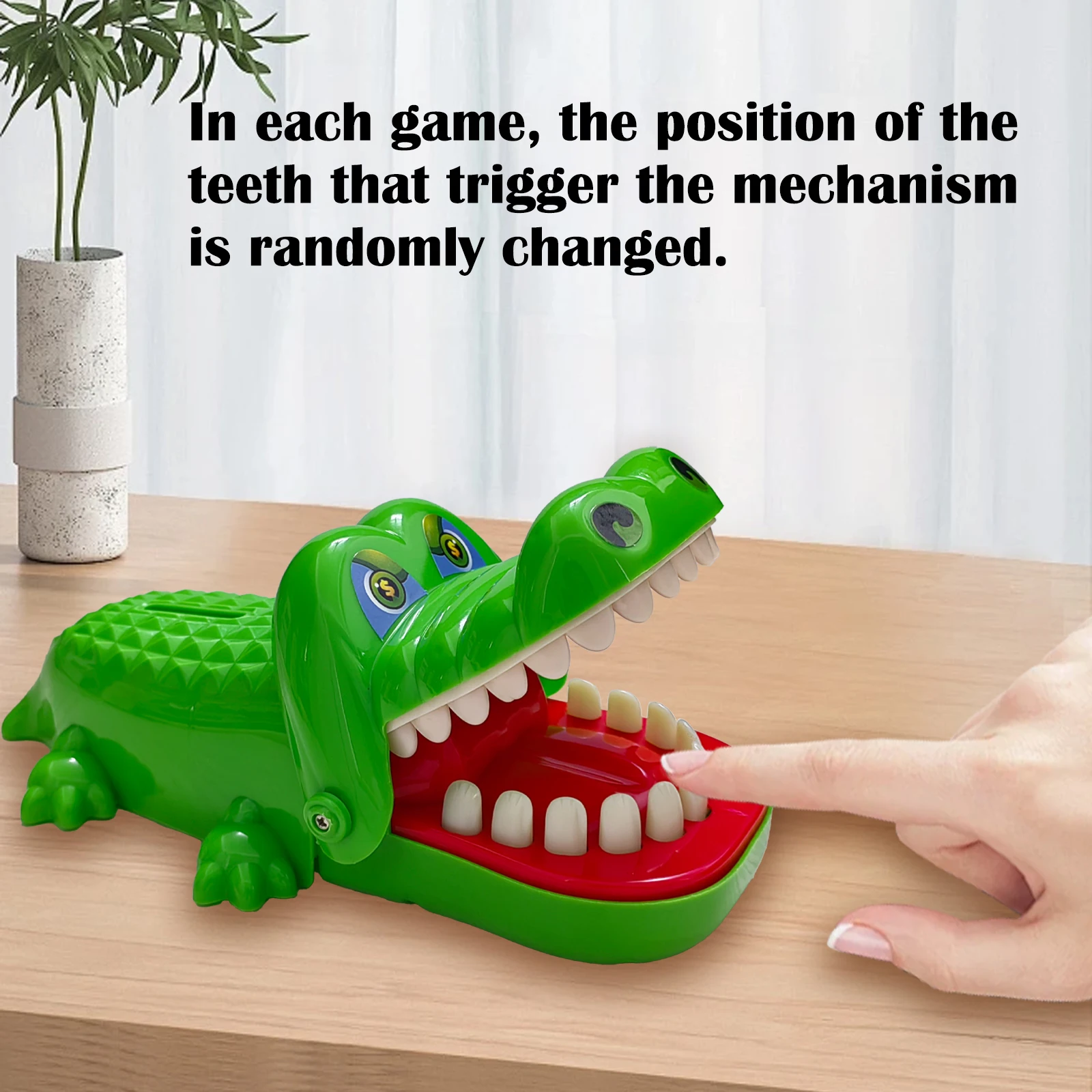Children Crocodile Teeth Piggy Bank Coins Sharks Finger Biting Mouth Pulling Teeth Toys Cartoon Party Favor Spoof Toys for Kids