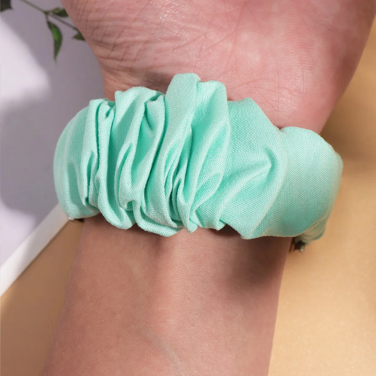 

1Pcs Cloth Watch Band Printed Headband Shape Durable Replacement Stylish Watch Wristband Soft Fabric Comfortable Light Green