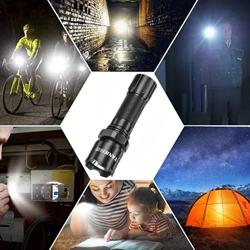 Lampe de poche LED portable ultra-lumineuse avec chargement USB, n'aime télescopique, lampe DulTorch, lampes de poche, lumière de camping en plein air, 3 modes