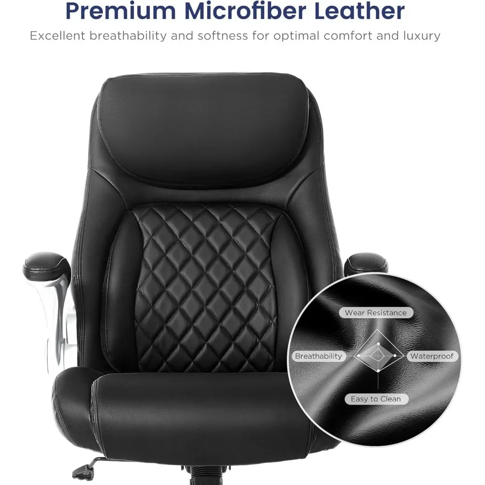 Silla ergonómica de oficina de cuero de microfibra Premium, soporte Lumbar ajustable y reposabrazos, espalda alta, sillas cómodas para juegos de escritorio