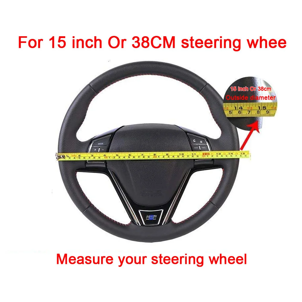 Carbon fiber Spliced Leather Car Steering Wheel Cover DIY Hand Sewn Cover For Chevrolet Cruze Spark Sonic Camaro Volt Bolt Trax