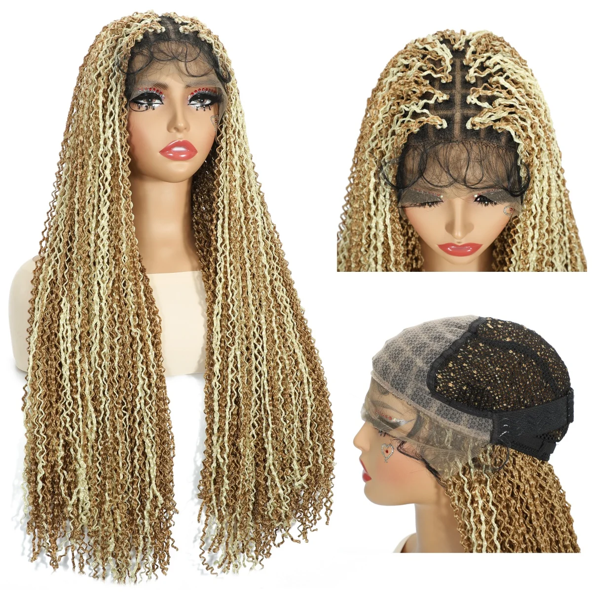 

Синтетический парик 13x5 с кружевной передней частью для женщин, с мелкими глубокими волнами, цвет P27/613, с эффектом хайлайт, с детским волосом, без клея, длинный