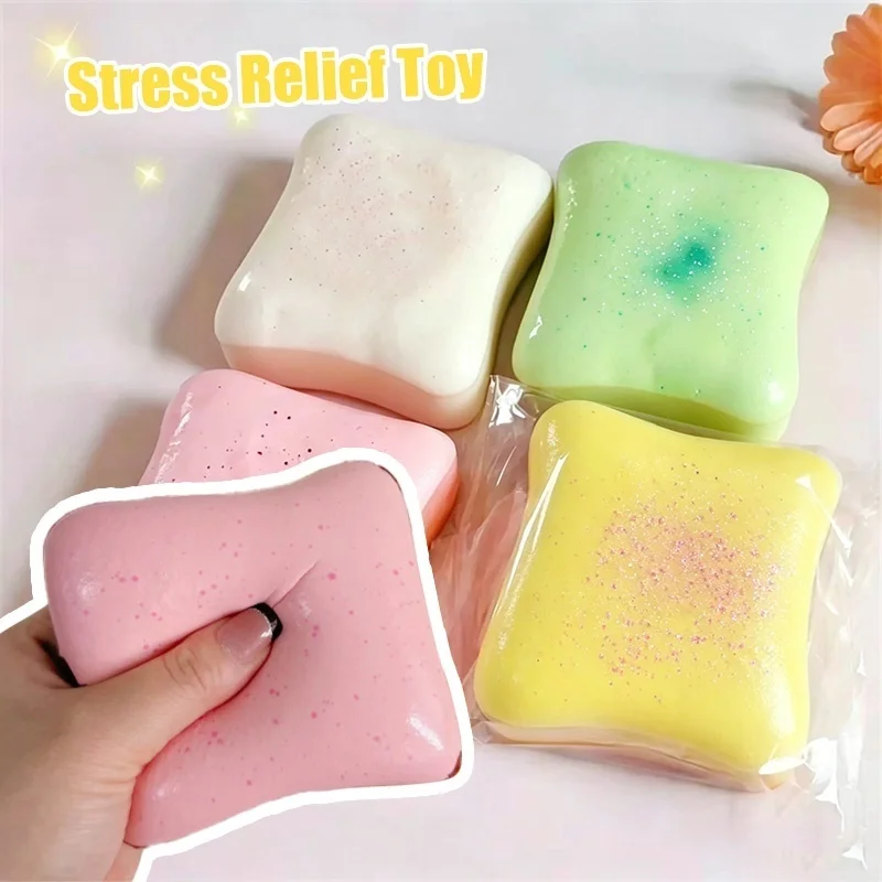 10cm Simulation Soft Square Toast Slow Rising Squishy Macaron Color Scented Stress Relief Squeeze Toy for Adults Office Desk Use