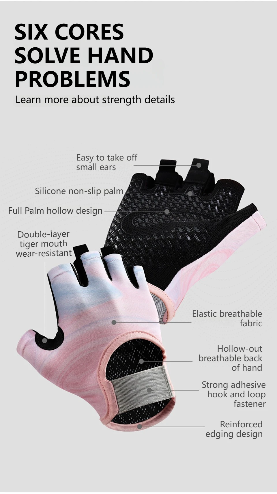 GTUBIKE 1 Paar neue Fahrradhandschuhe, Workout-Gymnastikhandschuhe für Männer und Frauen, Gewichtheben, fingerlose Handschuhe, Training, Übung, Fitness – Detail 2