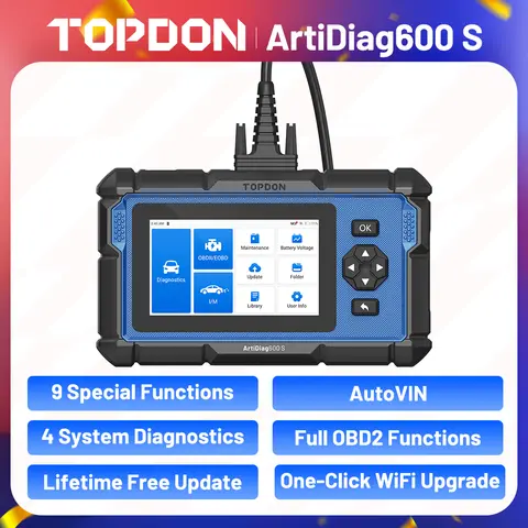 TOPDON ArtiDiag600S 4 Systems OBD2 Scanner Car Diagnostic Tool Automotive ABS SRS TPMS Engine Test Auto Repair Mechanical Tool