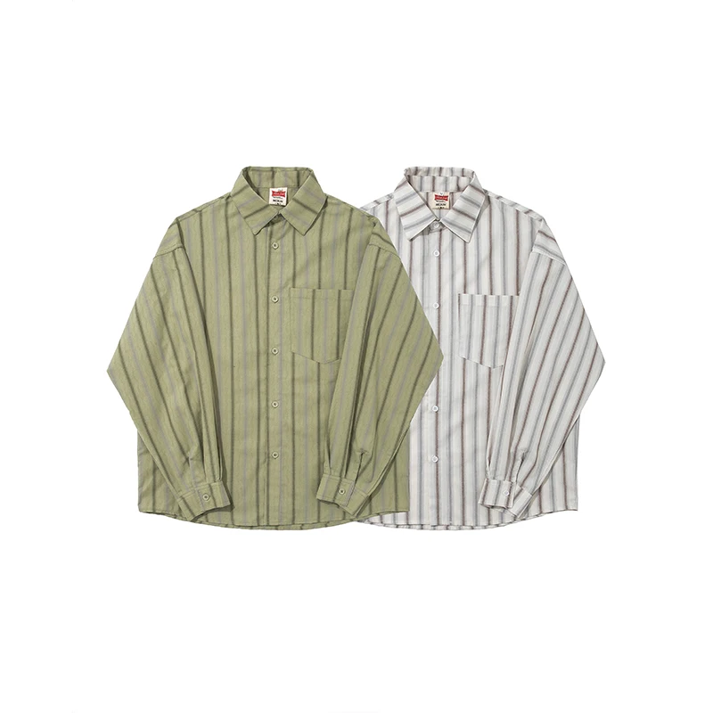 

Men's new Japanese simple yarn-dyed vintage striped mori shirt