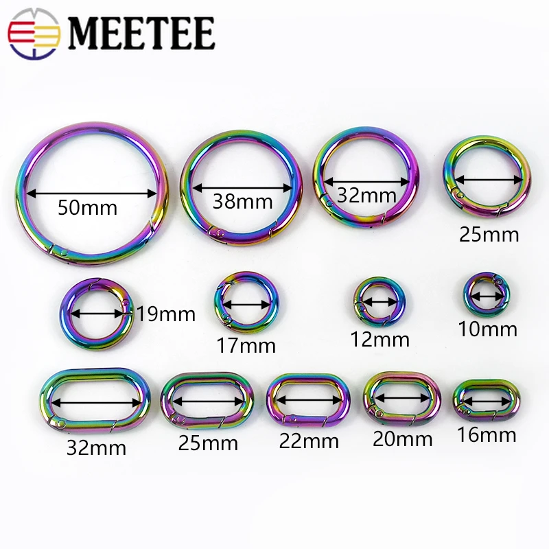 5/10/20Pcs Rainbow Metal Spring O Ring Buckle Snap Hook Clip Clasp Keychain Carabiner Handbag Belt Strap DIY Bag Making Hardware