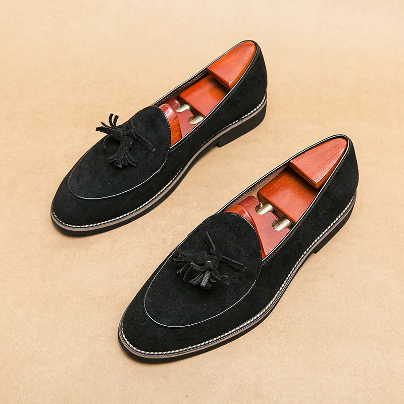 Italian Fringed Suede Shoes Loafers Shoes Men Fashion Mens Casual Shoes Comfy Brand Driving Men Shoes Moccasins Male Dress Shoes