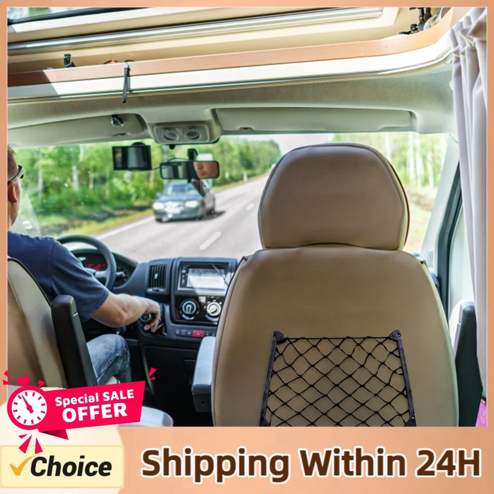 Car Seat Back Storage Net Elastic Cargo Mesh Nets Magazine Holder Rack Cargo Tissue Purse Holder for RV Truck Lorry Camper