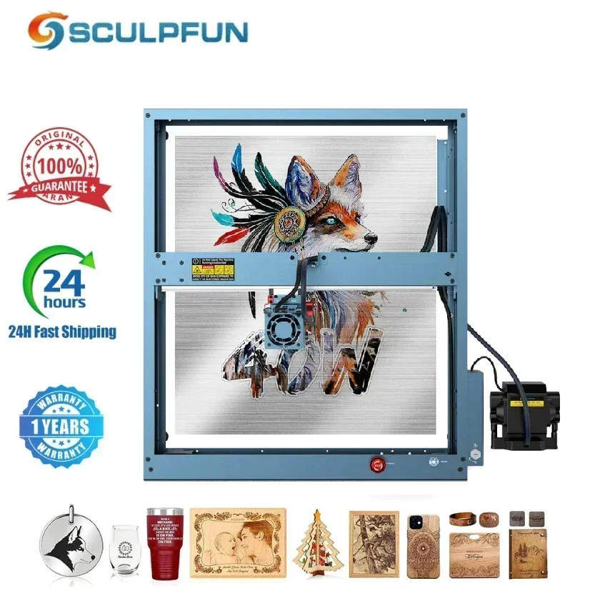 

Sculpfun SF-A9 40W Laser Spot Automatic Air Assist Flame Laser Engraver Cutting Machine Ultra-fine USB/BT/WiFi 400x400mm Area