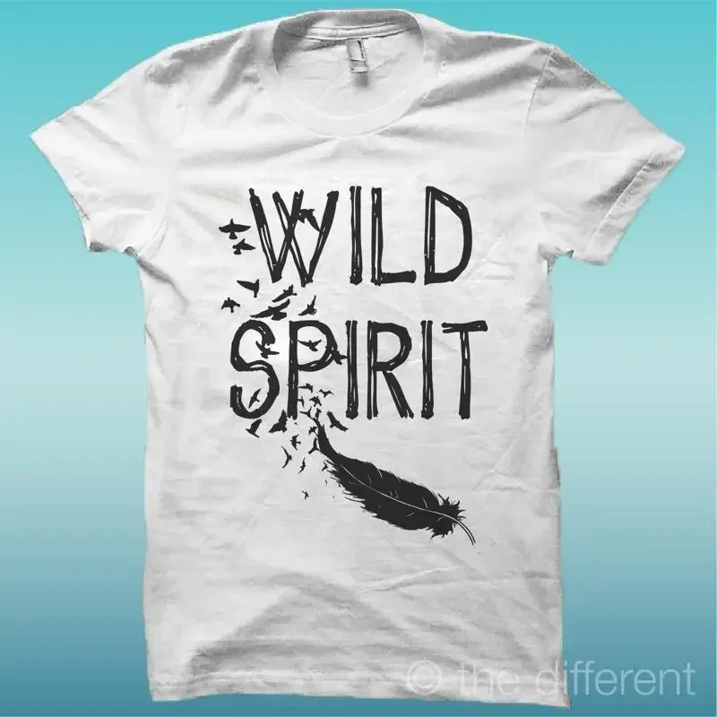 TShirt Man 'Wild Spirit Feather' Gift Idea Road To Happiness