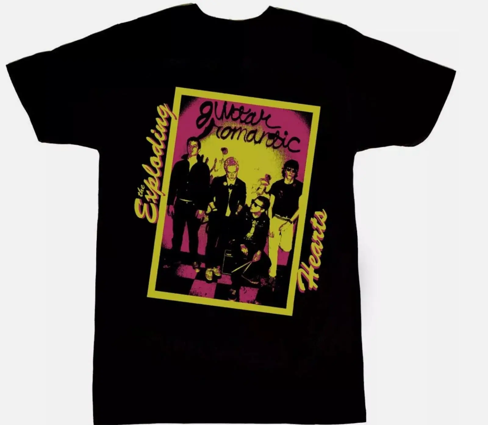 Vtg The Exploding Hearts Cotton Black For Men Women Full Size Shirt