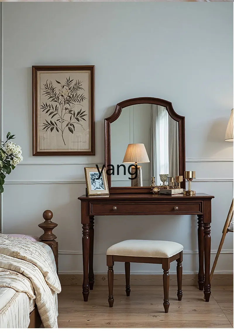 Lh American Retro Solid Wood Dressing Table Bedroom Living Room Master Bedroom Bedside Storage Cabinet