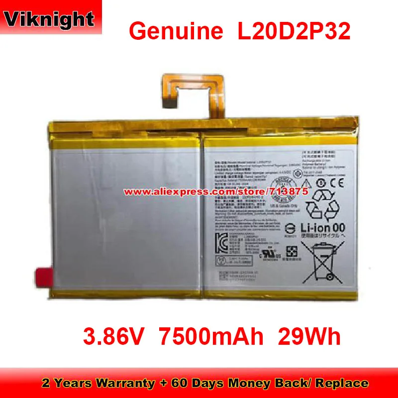 

Genuine L20D2P32 Battery for Lenovo 8SSB18C836 Tablet 3.86V 7500mAh 29Wh