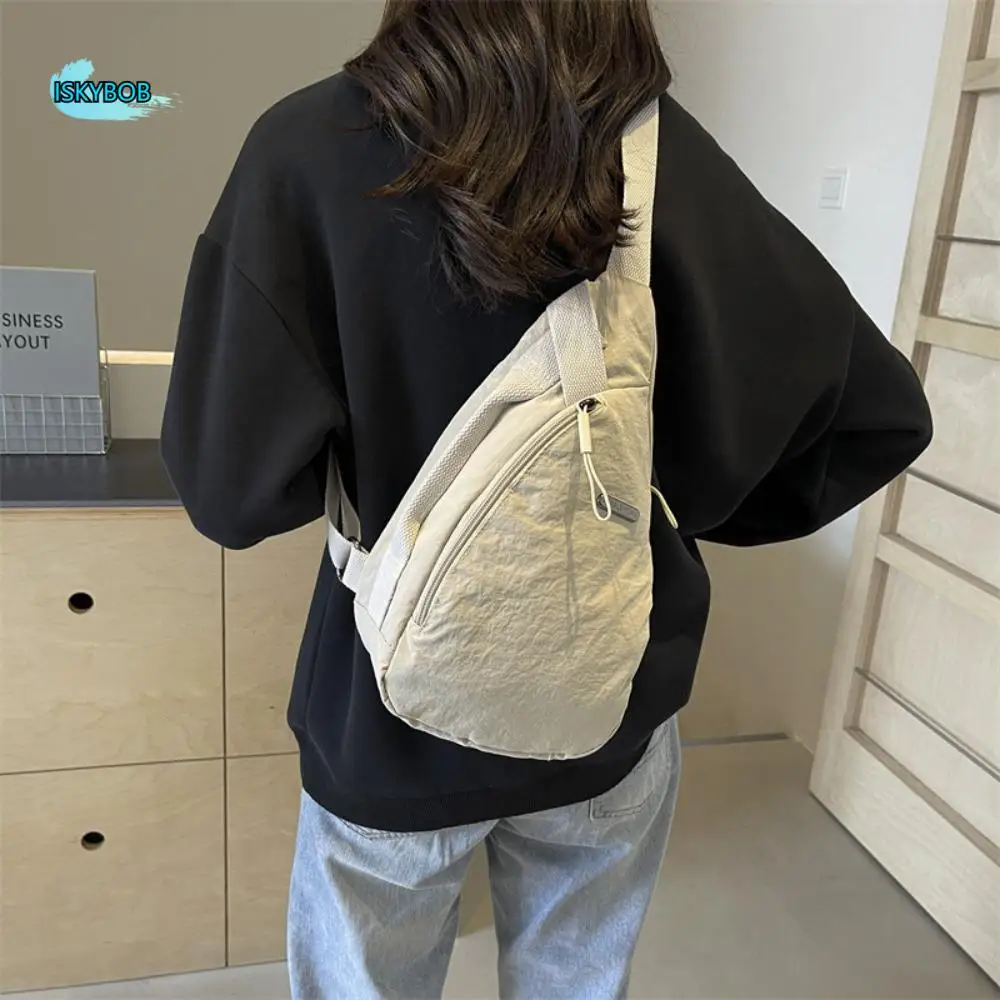 

Женская нагрудная сумка из ткани Оксфорд, водонепроницаемая спортивная сумка на плечо в корейском стиле, многослойная большая вместительная сумка через плечо в форме капли