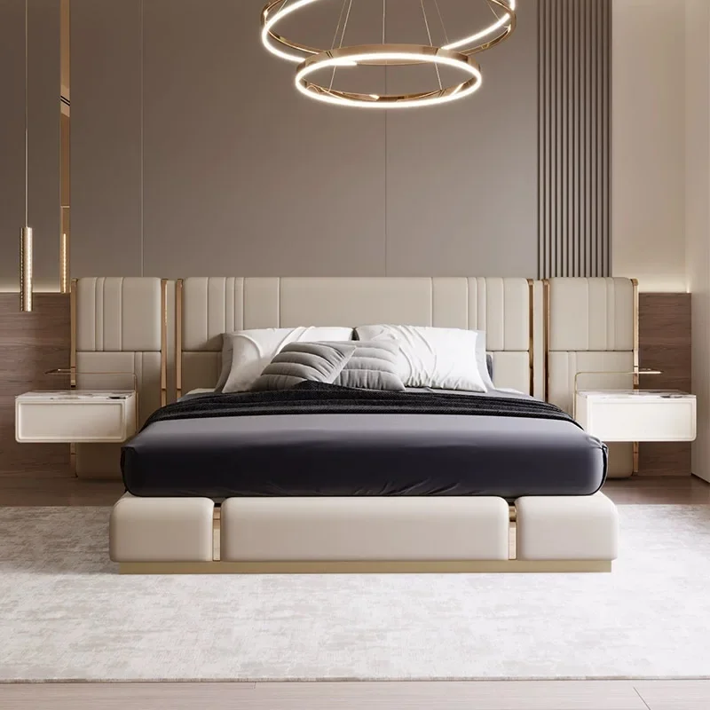 Italian light luxury soft bag double bed, post-modern villa haute couture Internet celebrity bed