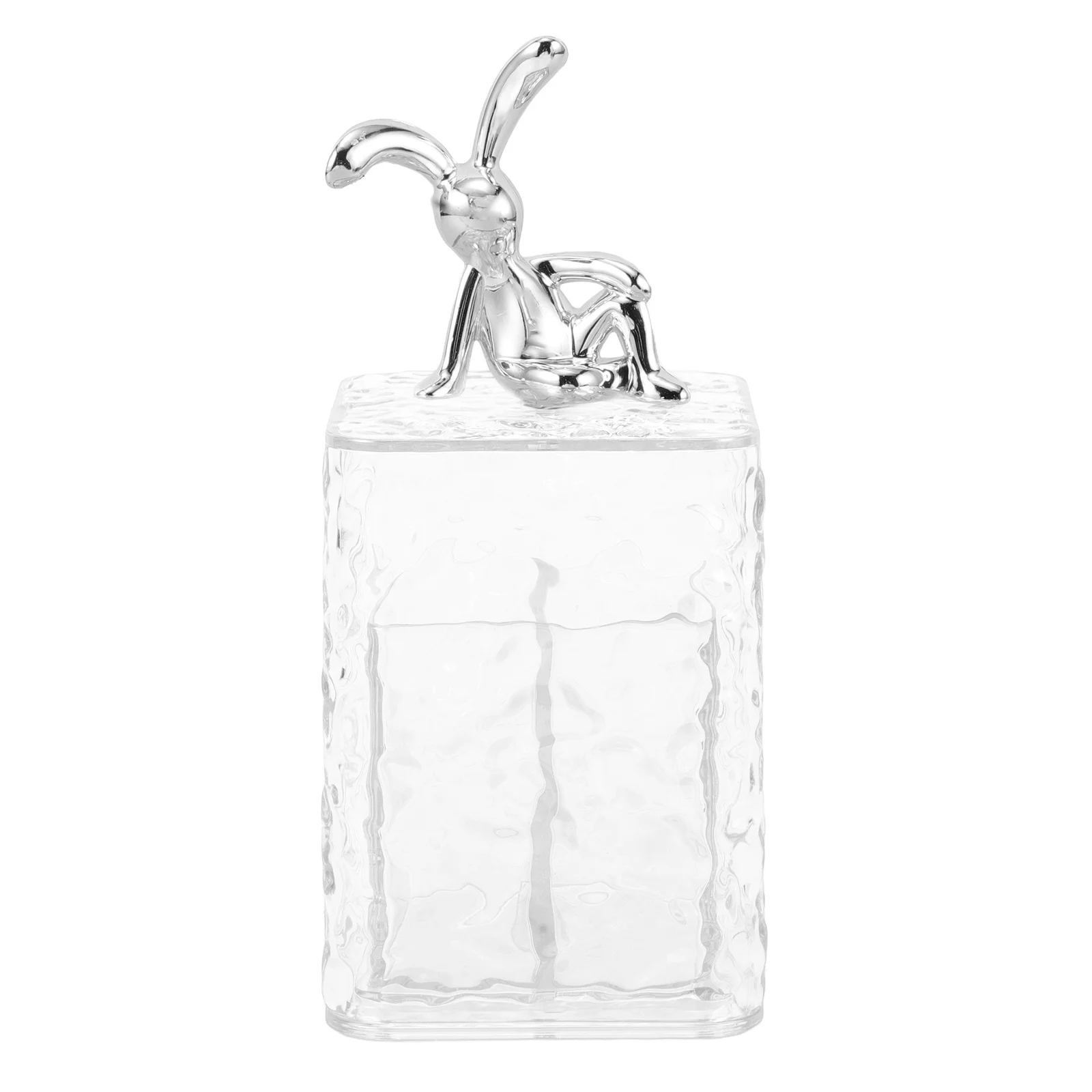

Creative Minimalist Cotton Pads Box Transparent Cotton Round Holder Rabbit Design Makeup Storage Jar for Bathroom Bedroom