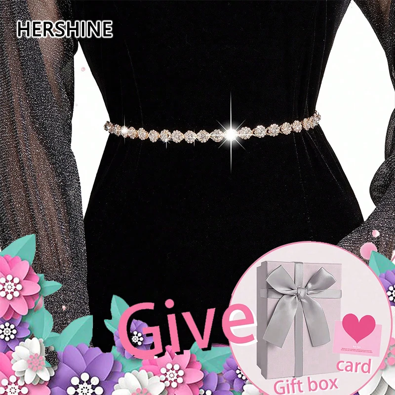 

HERSHINE Женская модная позолоченная поясная цепочка со стразами (подарочная коробка в комплекте) - элегантный аксессуар, идеальный подарок, весна, лето