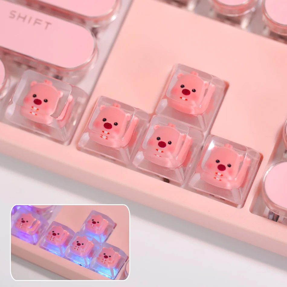 

DlY милые прозрачные колпачки для клавиш с подсветкой из смолы для механической клавиатуры с перекрестной осью, персонализированные колпачки для ключей, подарок для геймера