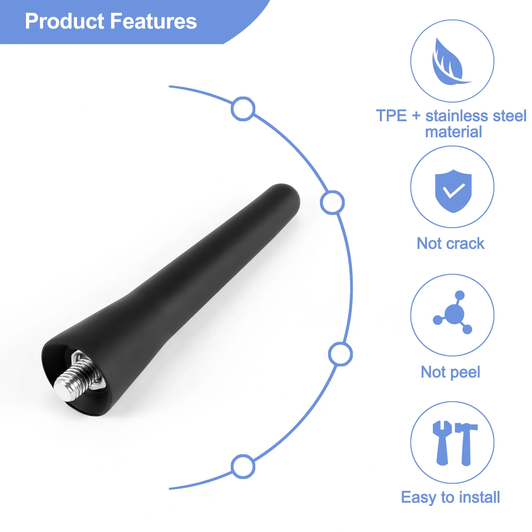 AT77 Car Antenna FM DAB Roof Antenna Car 6.5cm Mini Car Radio Antenna Short with Strong FM / AM / DAB Reception Function