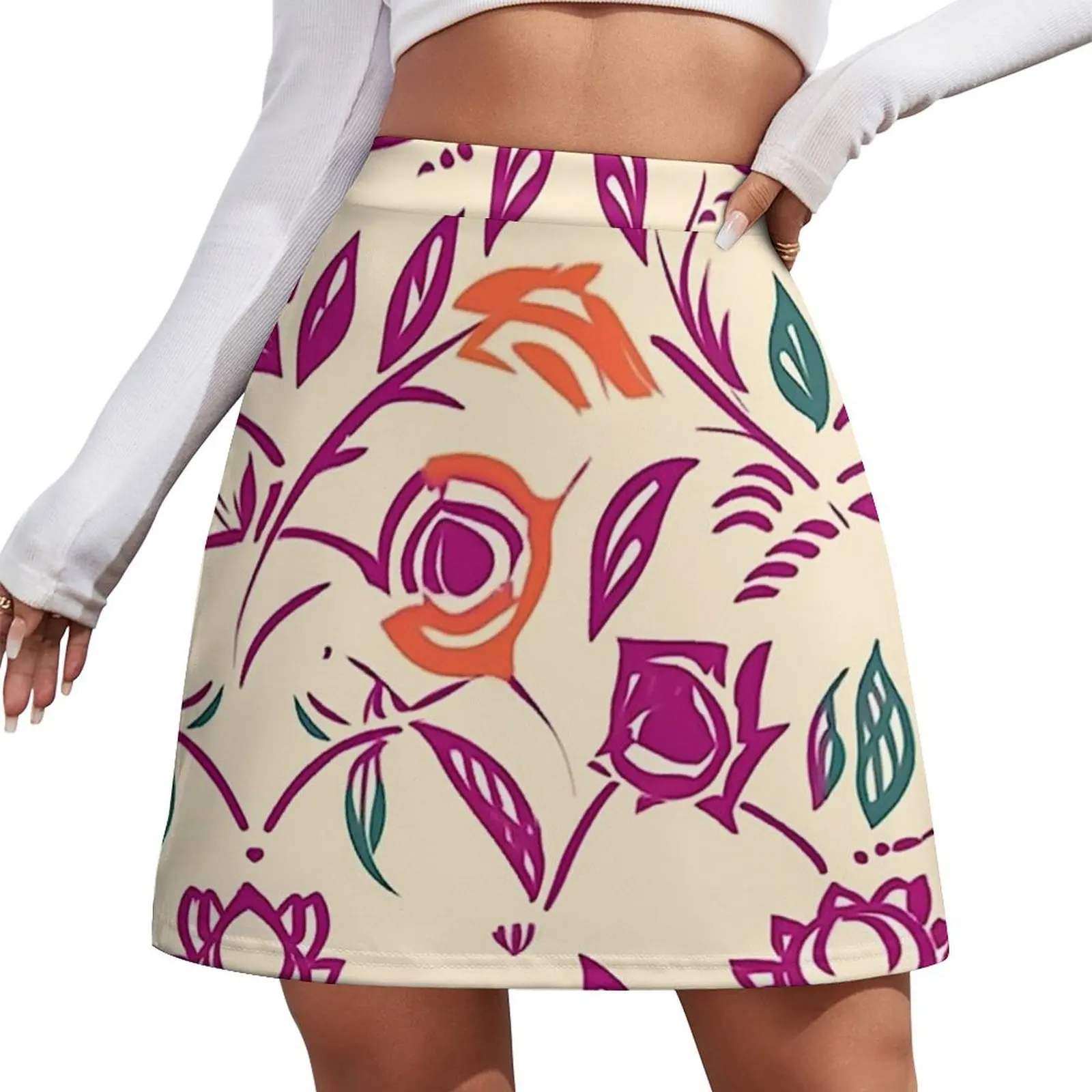 

Plant Flower Henna Mendhi Pattern AI generated art Mini Skirt Skort for women korean skirt womens clothing
