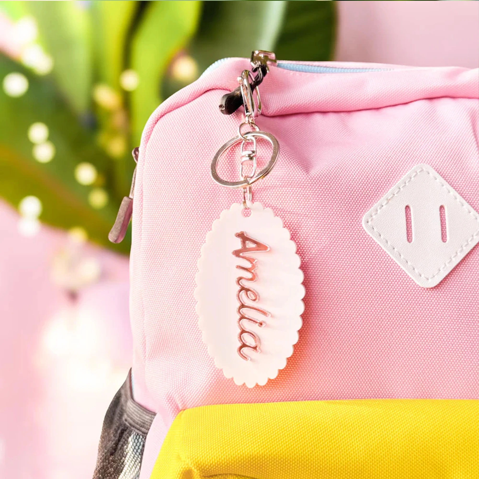 Personalized Backpack Name Tag - Custom Acrylic Keychain Bag Charm with Name School Back to School Gift