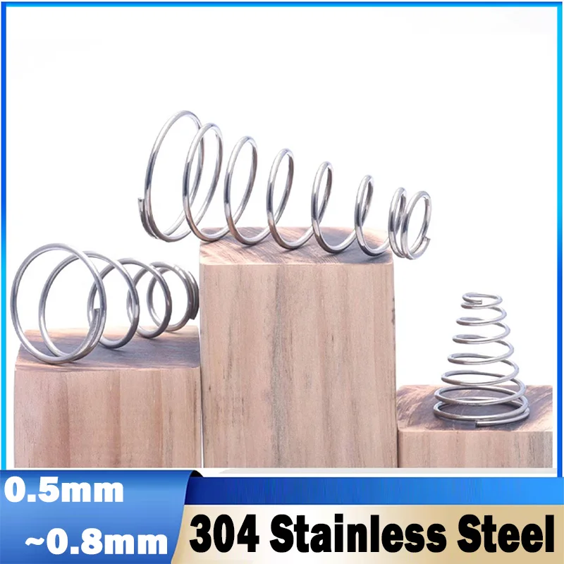 10Pcs 0.5mm 0.6mm 0.8mm 304 Stainless Steel Tower Spring Conical Compression Springs