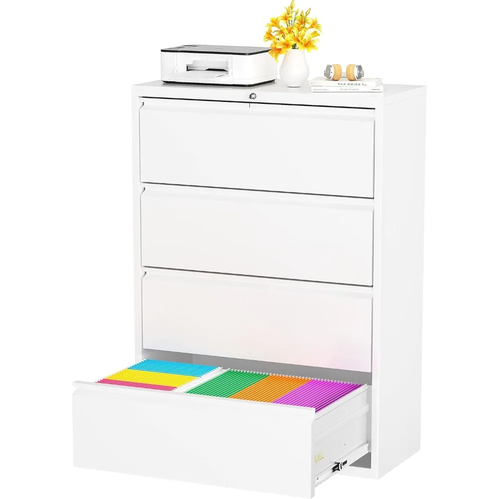 

Filing Cabinet Lateral File Cabinet 4 Drawer, Filing Cabinets with Lock, Large Deep Locking Metal File Cabinets Two Drawer Offi