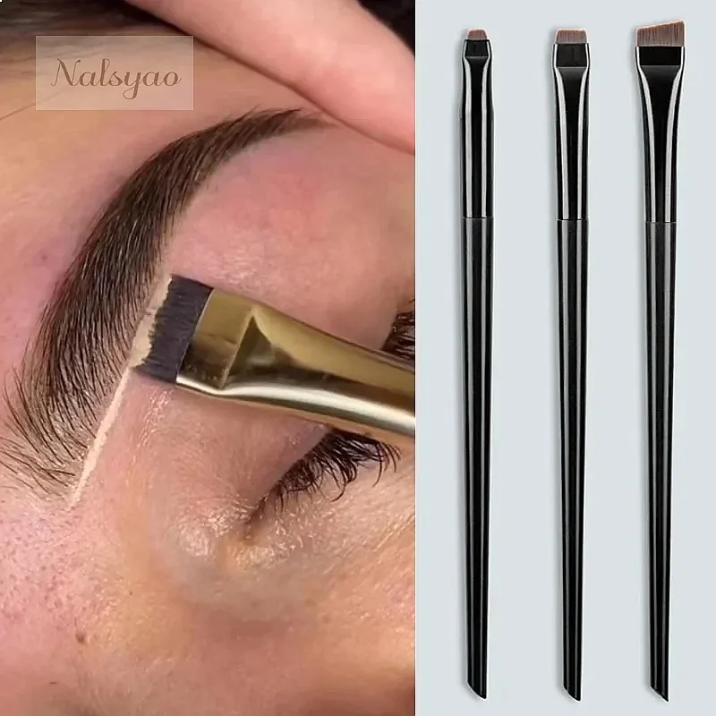 3 Pcs Blade Eyeliner Brush Eyebrow Brushes Portable Eyebrow Mapping Brow Lamination Brush Fine Eye Liner Makeup Tools