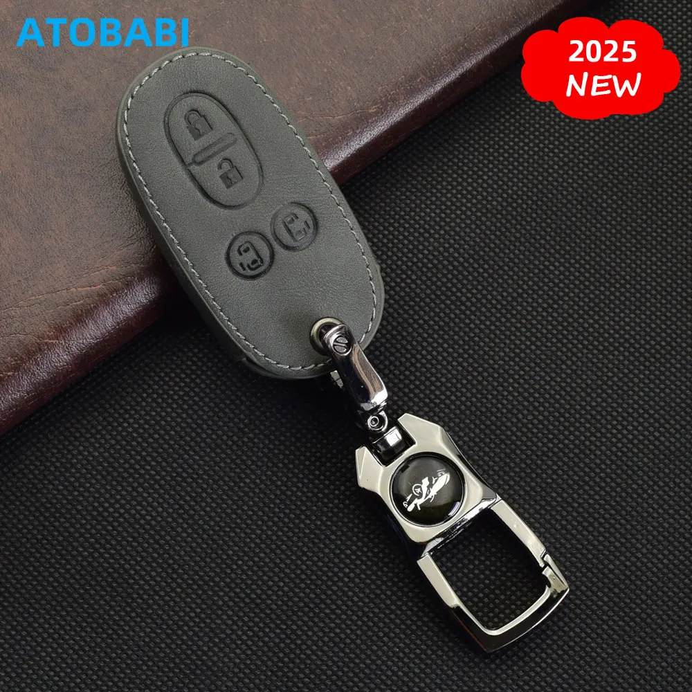 Graue Leder-Autoschlüsselhülle für Suzuki 2016 2017, Spacia Solio Palette MR Wagon Hustler Every Alto Lapin Remote Fob Shell Case – Detail 7