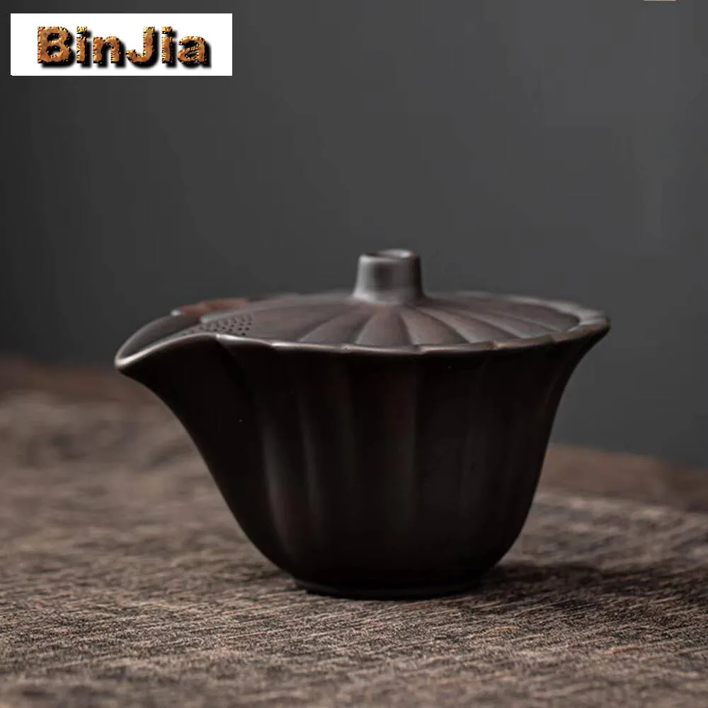 

150 мл Qingxi фиолетовая керамика с лепестками, ручной чайник, винтажный чайник для заварки чая, чайник с ситечком, украшение Puer Cha