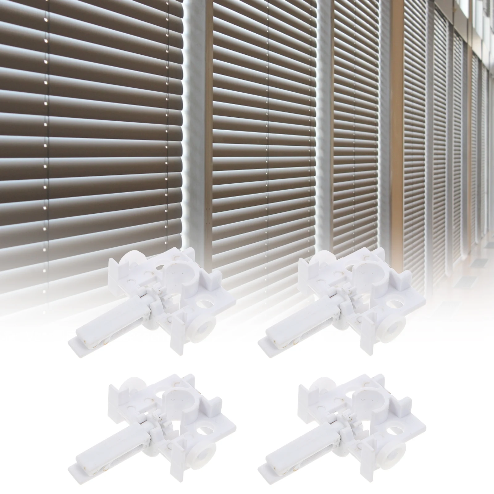 

4 Pcs Vertical Blind Repair Carrier Plastic Rotating Box White Easy Install No Drill Fits Most Curtains Hardware