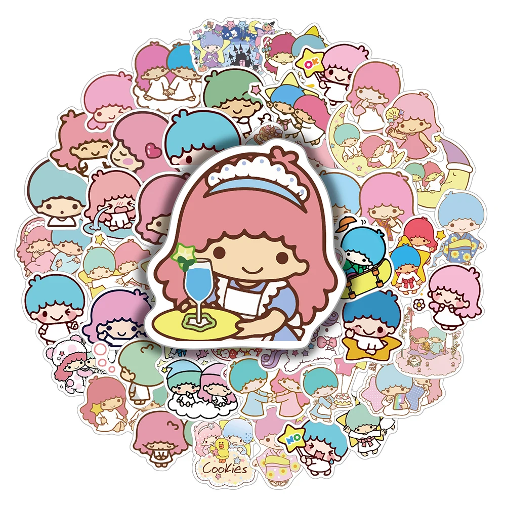 10/30/50/100 Stück süße kleine Zwillingssterne süße Sanrio Cartoon Aufkleber für Laptop Skateboard Scrapbook Bike Kawaii Aufkleber Aufkleber