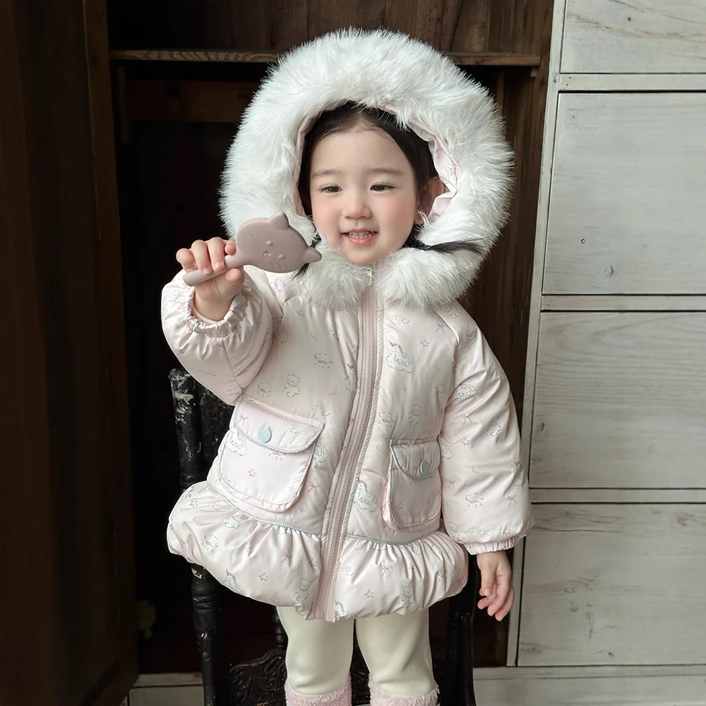 

Children 1-6Y Girl Down Jacket 2025 Winter Puffer Hooded Thick Warm Kid Baby Girl Down Coat 90% White Duck Teen Girl Outerwear