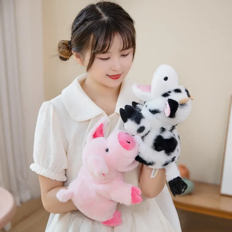 Gefüllte Plüschtiere Spielzeug Hand Finger Story Puppet Kawaii Puppen Pädagogisches Babyspielzeug Ente Lamm Kuh Hund Pferd Kinder Geschenk – Detail 1