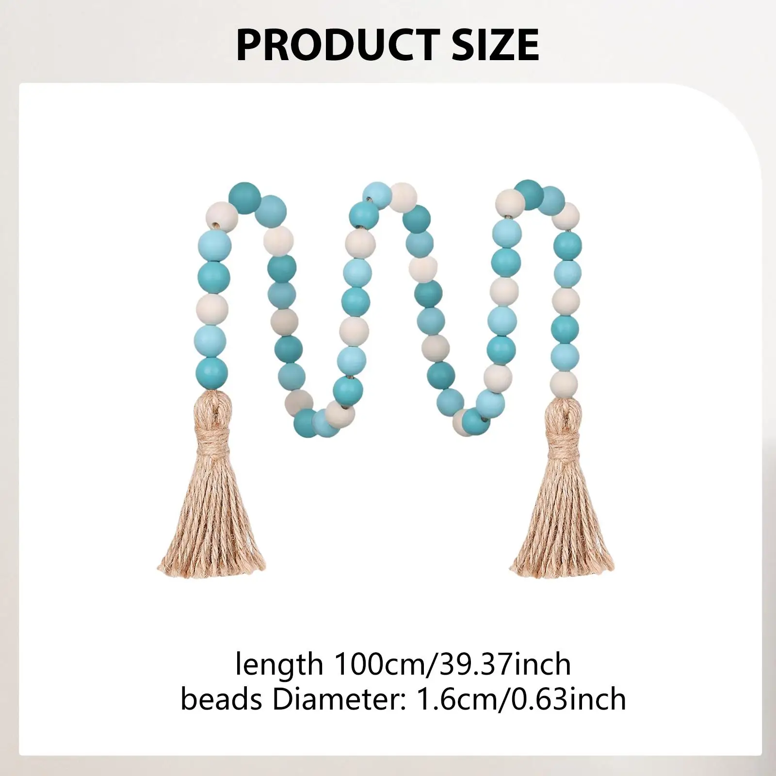 Tassels Wood Bead, Wooden Prayer Bead String, Home Hanging Decoration Prayer Beads for Farmhouse Staircase Home Balcony Trees